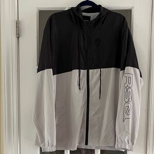 RSQ Double Extra Large Black and White Colorblock Jacket with Hood